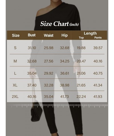 Sexy 2 Piece Outfits for Women One Off Shoulder Tops Ribbed Pant Set Tracksuit Clubwear 6016-coffee $21.41 Jumpsuits