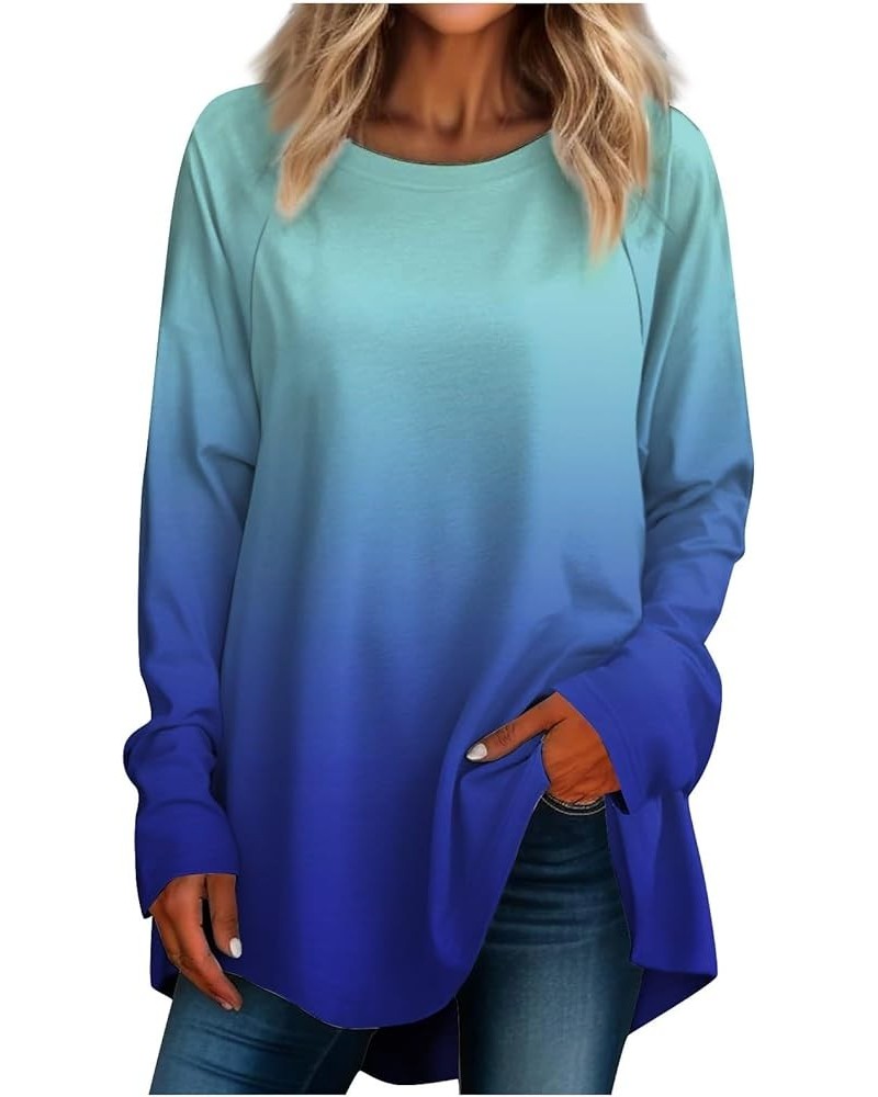 Long Sleeve Shirts For Women Plus Size Womens Going Out Tops Casual Ladies Blouses Pullover Classic Tees Sweatshirt 1-royal B...