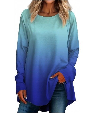 Long Sleeve Shirts For Women Plus Size Womens Going Out Tops Casual Ladies Blouses Pullover Classic Tees Sweatshirt 1-royal B...