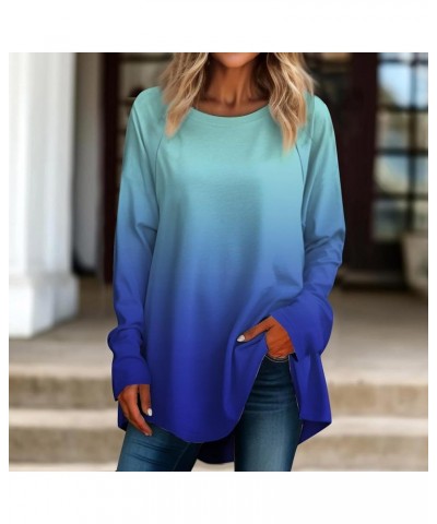 Long Sleeve Shirts For Women Plus Size Womens Going Out Tops Casual Ladies Blouses Pullover Classic Tees Sweatshirt 1-royal B...