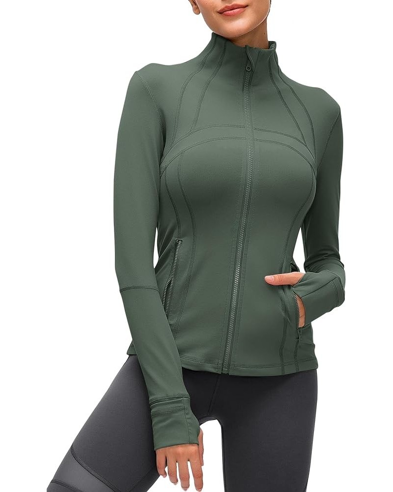 Women Workout Cropped Long-Sleeve Jackets Zip-Up Lightweight Pullover Athletic Yoga Running Tops with Thumb Holes Z1_grey Gre...