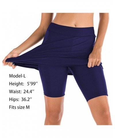 Women's Athletic Swim Skirts with Briefs High Waisted Skirt Sun Protection Swim Skirt Capris UPF 50+ Skirted Skorts Navy $19....