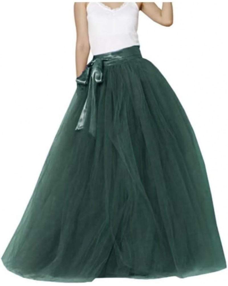 Women's A Line Tulle Maxi Long Layered Skirt for Women Floor Length Evening Party Skirts Emerald Green $21.60 Skirts