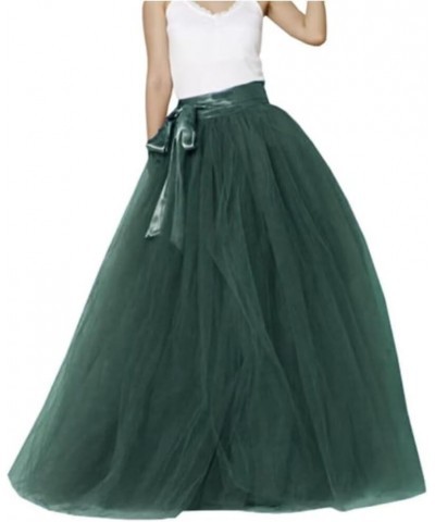 Women's A Line Tulle Maxi Long Layered Skirt for Women Floor Length Evening Party Skirts Emerald Green $21.60 Skirts