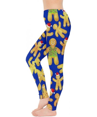 Womens Legging Pants Ugly Christmas Leggings Xmas Night Candy Cookies Elf Stretchy Tights, XS-5XL Candy Blue $9.02 Leggings