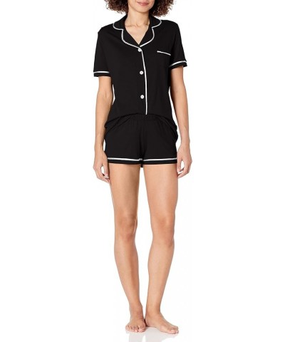 Women's Bella Short Sleeve Top & Boxer Pajama Set Black $22.65 Sleep & Lounge