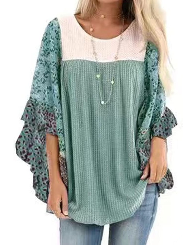 Womens Floral Printed 3 4 Sleeve Shirt Batwing Loose Tops Blouses Pullover Type 18 $15.64 Blouses