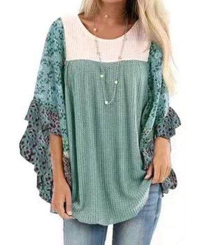 Womens Floral Printed 3 4 Sleeve Shirt Batwing Loose Tops Blouses Pullover Type 18 $15.64 Blouses