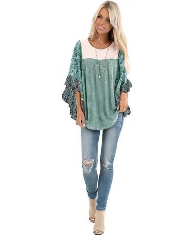 Womens Floral Printed 3 4 Sleeve Shirt Batwing Loose Tops Blouses Pullover Type 18 $15.64 Blouses