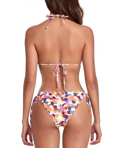 Women's Wavy Bikini Set Colorful Polka Dot $15.18 Swimsuits