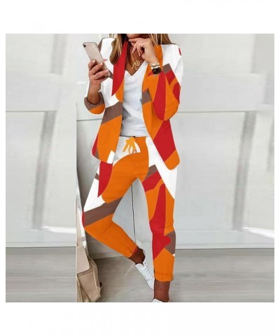 2 Piece Outfits for Women Casual Tie Dye Printed Suit Long Sleeve Comfy Blazer Drawstring Long Pants Set Suit A2-orange $7.50...