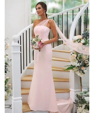 Long One Shoulder Bridesmaid Dresses for Women Satin Mermaid Prom Dress Long Tulle Formal Evening Dresses Champagne $27.60 Dr...