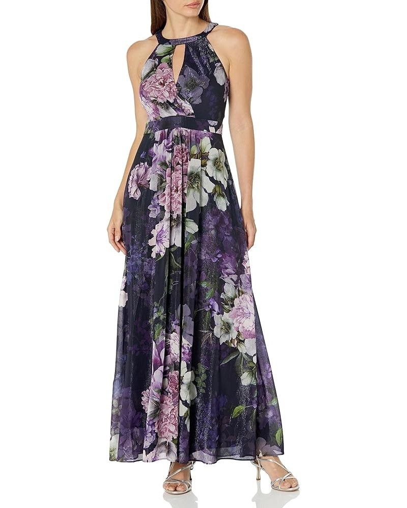 Women's Petite Lurex Chiffon Maxi Sleeveless-Guest of Wedding Purple/Multi $14.40 Dresses