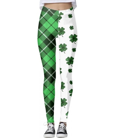 Leggings with Pockets for Women Women's St. Patrick's Day Green Print Leggings Shamrock Soft Tights High Waisted Pants Z3-whi...