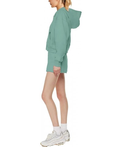 Women's Casual Zip Up Drawstring Cropped Hoodie Hooded Crop Jacket Top with Pockets Green $13.24 Hoodies & Sweatshirts