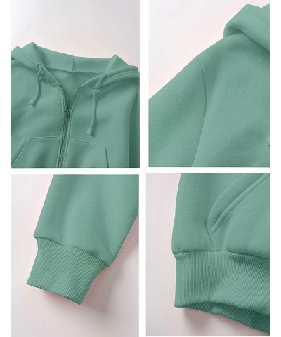 Women's Casual Zip Up Drawstring Cropped Hoodie Hooded Crop Jacket Top with Pockets Green $13.24 Hoodies & Sweatshirts