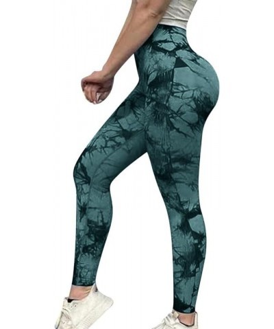 Gym Leggings for Women Tie Dye High Waisted Scrunch Butt Lifting Leggings Workout Elastic Fitness Sports Leggings B-green $9....