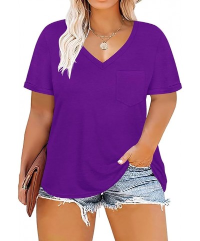 Plus Size Tops for Women Short Sleeve Color Block Raglan Sexy V Neck Shirts Tunic Spring Summer XL-5XL 14W-28W 1_ Zis _ Pk $9...