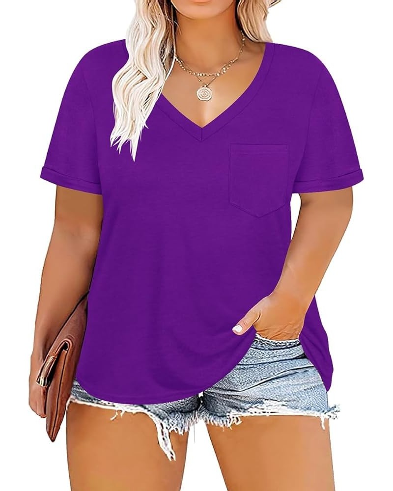 Plus Size Tops for Women Short Sleeve Color Block Raglan Sexy V Neck Shirts Tunic Spring Summer XL-5XL 14W-28W 1_ Zis _ Pk $9...