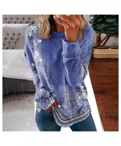 Womens Casual Sweatshirts Fall Long Sleeve Vintage Pullover Crew Neck Loose Tunic Blouse Giong Out Tops 02-purple $9.28 Hoodi...