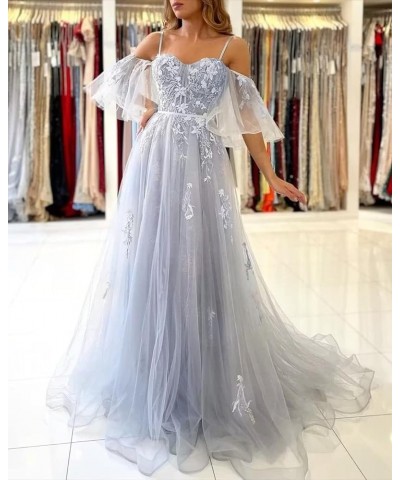 Tulle Prom Dresses for Women Long Ball Gown Off Shoulder Lace Applique Formal Evening Party Gowns 2024 Fuchsia $38.70 Dresses