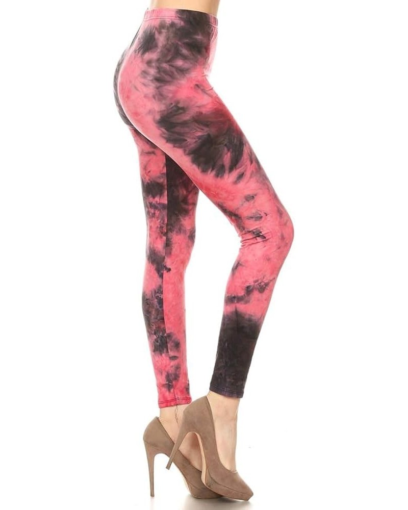 High Waisted Tie Dye & Fabric Print Leggings for Women - Reg, Plus, 1X3X, 3X5X Full Length Raspberry Tie Dye $10.07 Leggings