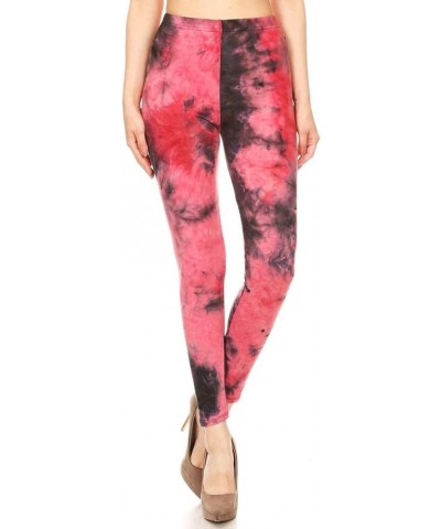 High Waisted Tie Dye & Fabric Print Leggings for Women - Reg, Plus, 1X3X, 3X5X Full Length Raspberry Tie Dye $10.07 Leggings