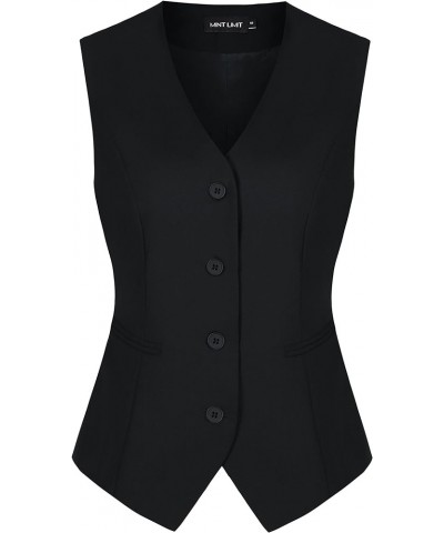 Waistcoat Vest for Women Fully lined Button Down V Neck Formal Dressy Suit Vest with Pockets Black $15.99 Vests