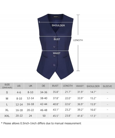 Waistcoat Vest for Women Fully lined Button Down V Neck Formal Dressy Suit Vest with Pockets Black $15.99 Vests