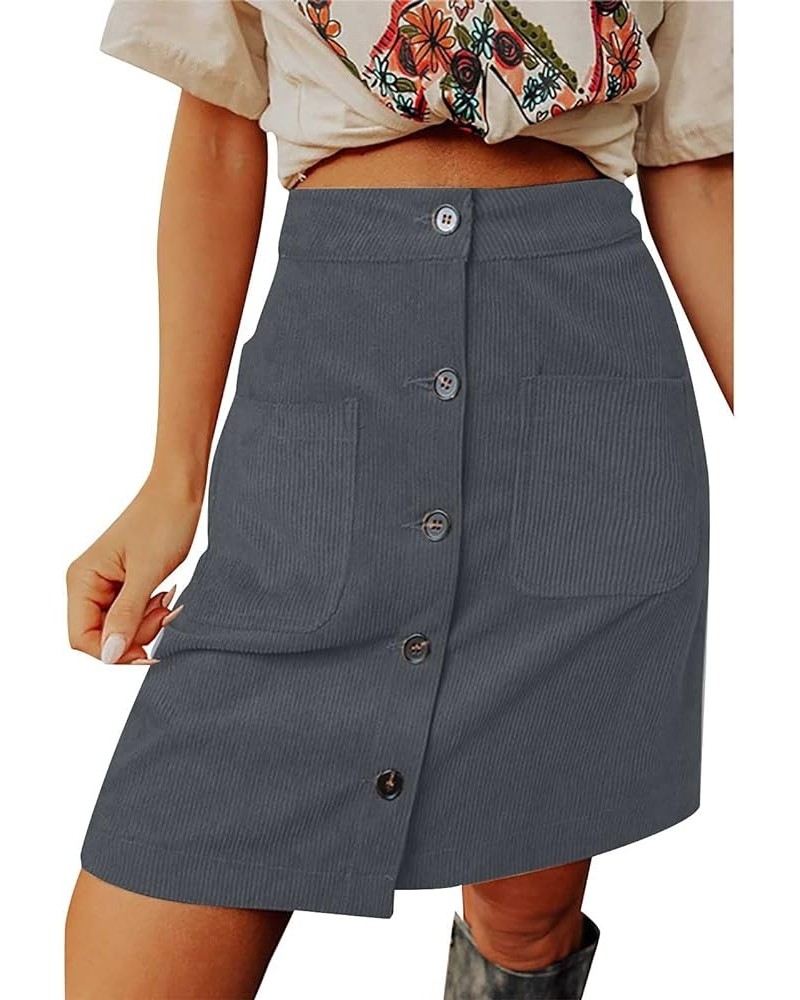 Denim Skirts for Women's Casual Distressed Ripped A-Line Denim Short Skirt Zipper Front Denim Mini Skirt with Pocket Corduroy...