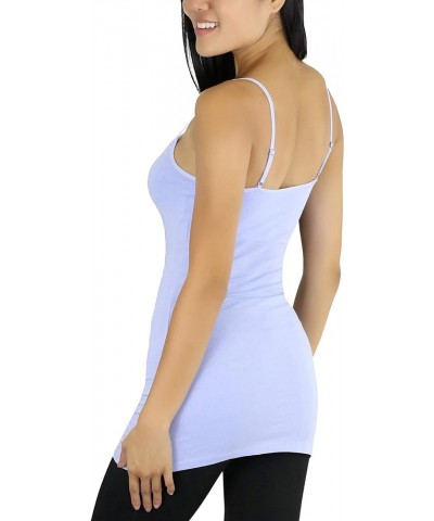 Women's Adjustable Spaghetti Strap Tunic Cami with Shelf Bra Pastel Blue $8.45 Tanks