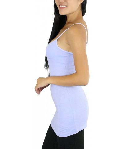 Women's Adjustable Spaghetti Strap Tunic Cami with Shelf Bra Pastel Blue $8.45 Tanks