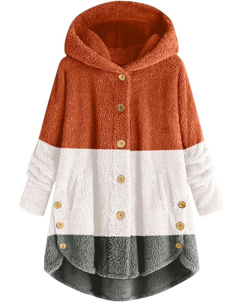 Sherpa Pullover Fuzzy Fleece Hoodies for Women Warm Winter Plus Size Cute Button Hooded Sweatshirt Tops Teddy 3-brown $12.95 ...