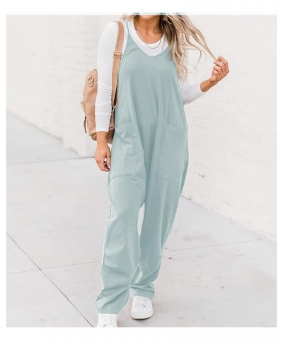 Women's V Neck Sleeveless Jumpsuits Adjustable Spaghetti Strap Overalls Loose Harem Pants Rompers with Pockets Blue Green $16...