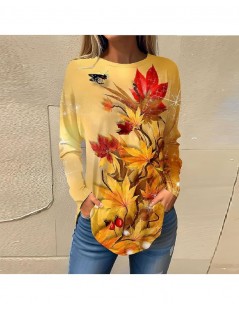 Women's Long Sleeve Shirt 2024 Fashion Round Neck Mid-Length Casual Loose Multi Print Large Size Outfits 06-orange $8.09 Blouses