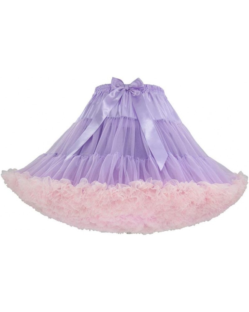 Women's Elastic Waist Chiffon Pettiskirts Puffy Tutu Tulle Princess Skirt Purple Pink $14.00 Skirts