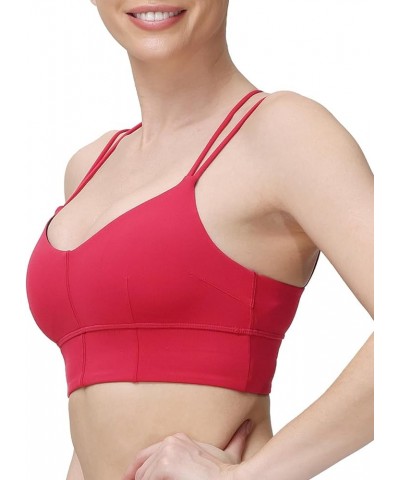 Padded Strappy Sports Bras for Women Criss Cross Back Medium Support Workout Running Yoga Bra Black&red $12.18 Lingerie