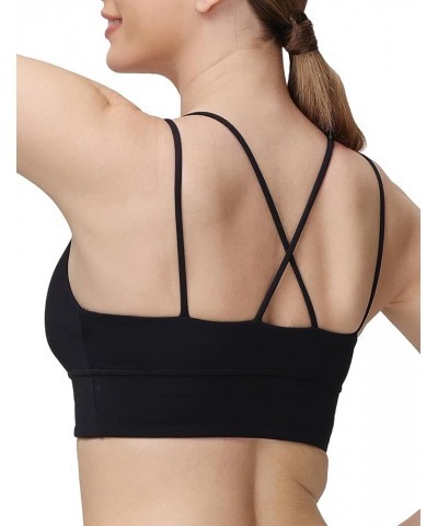 Padded Strappy Sports Bras for Women Criss Cross Back Medium Support Workout Running Yoga Bra Black&red $12.18 Lingerie