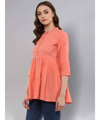 Women's Cotton Slub Flared Top Peach $6.38 Tops