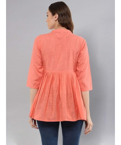 Women's Cotton Slub Flared Top Peach $6.38 Tops