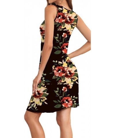 Women Summer Casual Sleeveless Midi Plain Pleated Tank Vest Dresses S-3XL 1-flower Black $14.74 Swimsuits