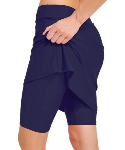 Womens Skirted Swim Short Sun Protective UPF 50+ Swimming Bottom with Attached Skirt Navy $18.47 Swimsuits