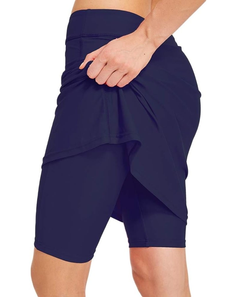 Womens Skirted Swim Short Sun Protective UPF 50+ Swimming Bottom with Attached Skirt Navy $18.47 Swimsuits