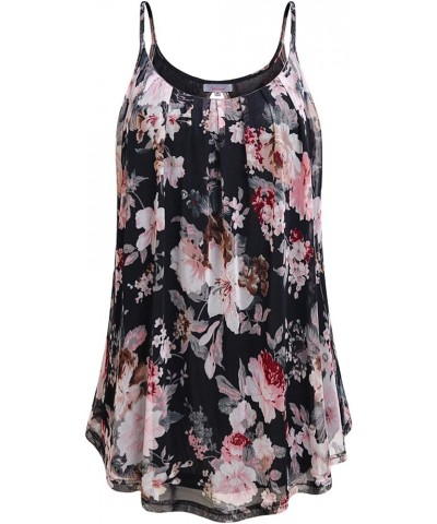 Women's Dressy Sleeveless Blouses Summer Casual Flowy Tank Tops Black Floral $15.19 Tanks