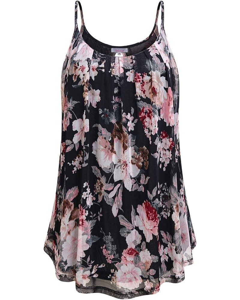 Women's Dressy Sleeveless Blouses Summer Casual Flowy Tank Tops Black Floral $15.19 Tanks