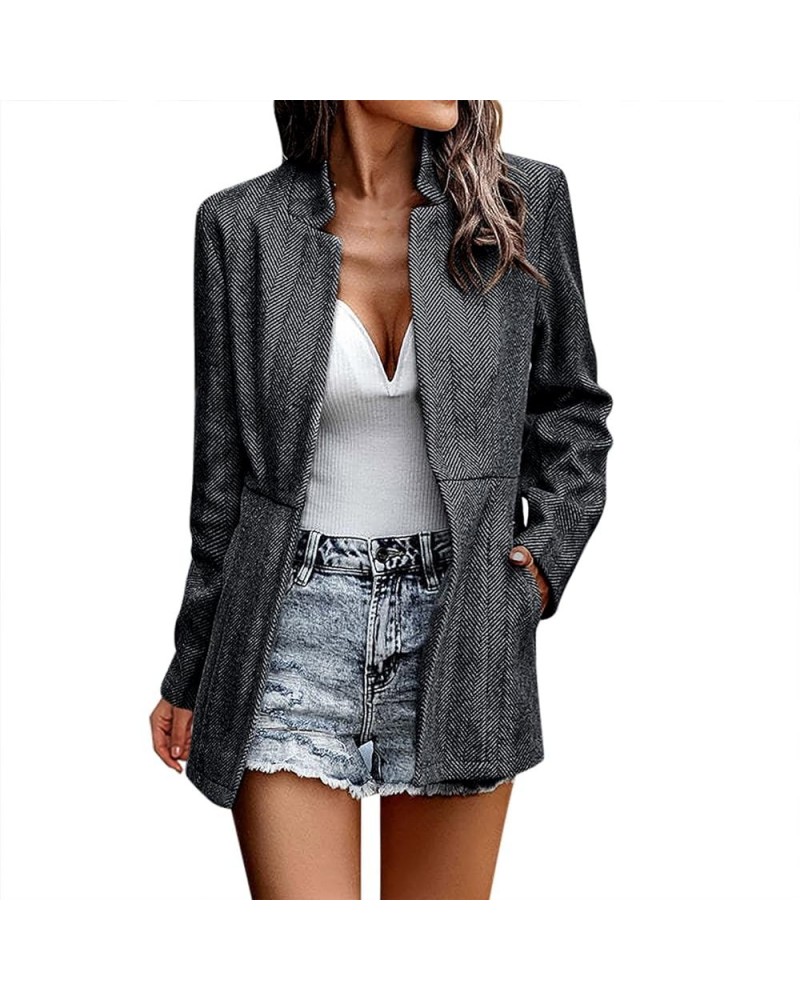 Women's Blazers Lightweight Slim Fitting Long Sleeve Open Cardigan Jackets Casual Stand Collar Work Office Blazer Suit 9999-z...