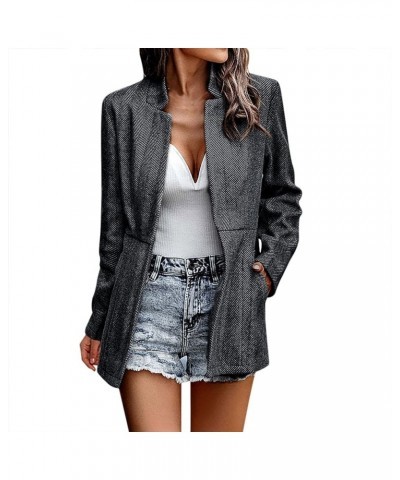 Women's Blazers Lightweight Slim Fitting Long Sleeve Open Cardigan Jackets Casual Stand Collar Work Office Blazer Suit 9999-z...