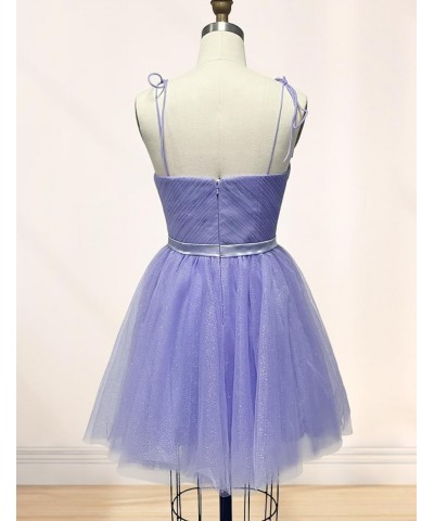 Short Homecoming Dress for Teens 2023 Spaghetti Strap Princess Glitter Tulle Short Prom Dress with Pocket DE85 Ocean Blue $31...