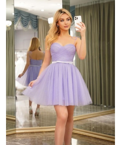 Short Homecoming Dress for Teens 2023 Spaghetti Strap Princess Glitter Tulle Short Prom Dress with Pocket DE85 Ocean Blue $31...