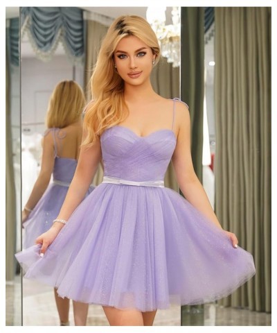 Short Homecoming Dress for Teens 2023 Spaghetti Strap Princess Glitter Tulle Short Prom Dress with Pocket DE85 Ocean Blue $31...